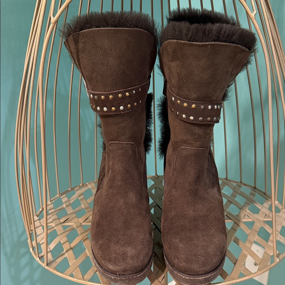 👢Emu Chocolate Brown Suede Wedge Boots 👢
